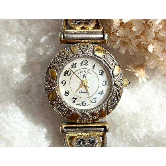 Wrangler Dual Toned Stretch Bracelet Ladies Vintage Wristwatch - 28mm - WORKS! - Picture 1 of 9